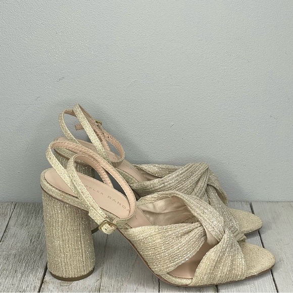 LOEFFLER RANDALL Reed Pleated Sparkle Twist Front Sandals Cream Size 6,All Products : American Fashion Style Bags On Sale
